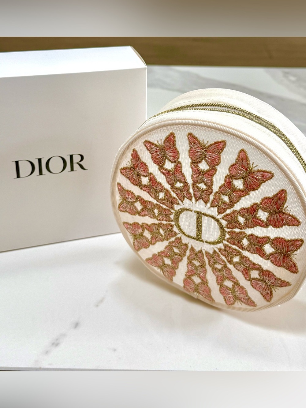 NWT - Dior Round Pouch - Elegant Butterfly Design!